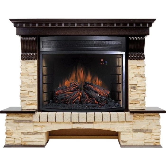 Каминокомплект Royal Flame Pierre Luxe угловой - Темный дуб / Сланец (Высота 1045мм) с очагом Dioramic 28 LED FX