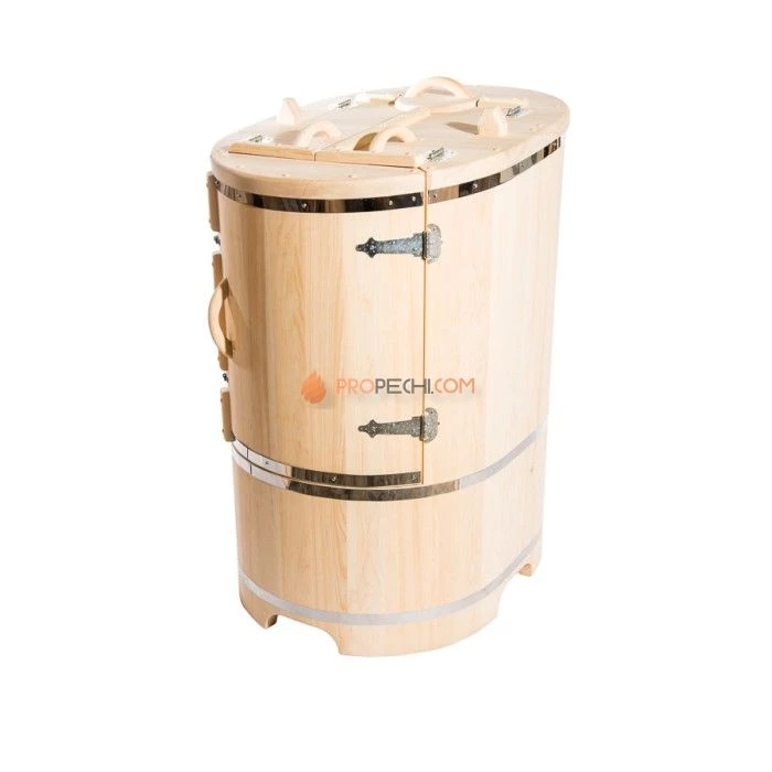 Фитобочка овальная НКЗ PREMIUM из кедра, со скошенной крышкой, 130x78x100 см / 40 мм