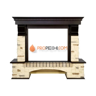 Портал Royal Flame Pierre Luxe угловой - Сланец / Темный дуб