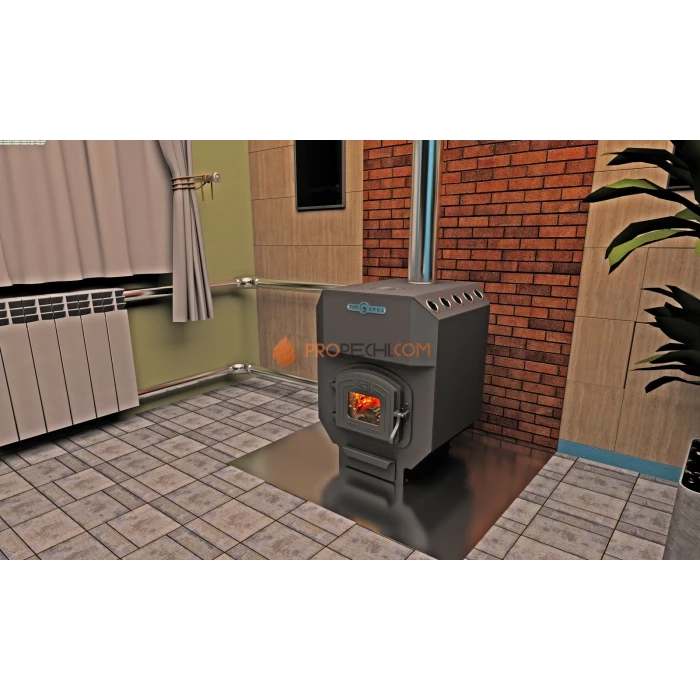 Отопительная печь Теплодар ТОП-Аква 150 с водяным контуром и чугунной дверцей