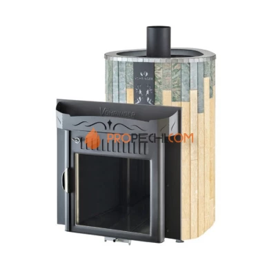 Дровяная печь для сауны Ферингер Мини До 16 м³ - Жадеит + Сильвия Оро - обрамление Металл