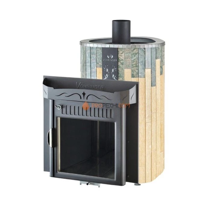 Дровяная печь для сауны Ферингер Мини До 16 м³ - Жадеит + Сильвия Оро - обрамление Металл