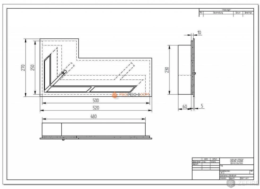 Прямоугольный контейнер Zefire угловой 500