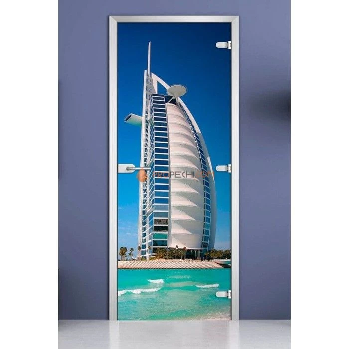 Стеклянная межкомнатная дверь DoorWood с фотопечатью City-02, 2000х800 мм