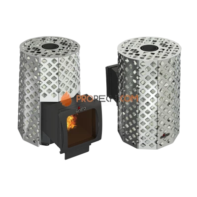 Дровяная печь для бани Grill’D Violet Steel Romb Long Window Max (Камень колотый 100 кг)