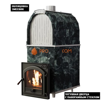 Чугунная печь для бани Инжкомцентр ВВД Калита Арочная PRO (змеевик) с чугунной дверцей