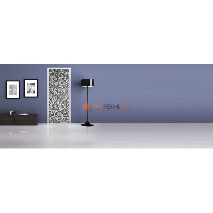 Стеклянная межкомнатная дверь DoorWood с рисунком MG-12 Графит, 2000х700 мм