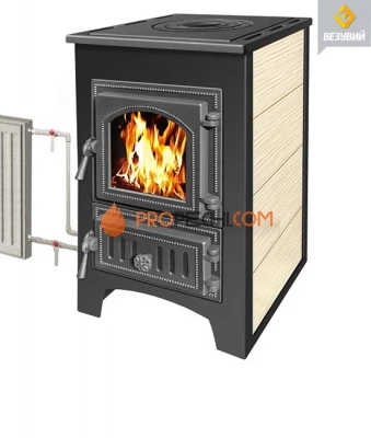Печь-камин Везувий ПК01 (270) с плитой и т/о (беж.) 9 кВт