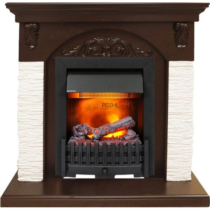 Каминокомплект Dimplex Bern Сланец мелкий белый / Темный дуб с очагом Danville Black FB2