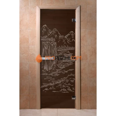 Дверь для бани DoorWood с рисунком Китай Черный жемчуг, 2000x800 мм