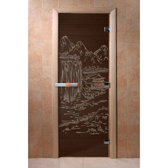 Дверь для бани DoorWood с рисунком Китай Черный жемчуг, 1900x700 мм