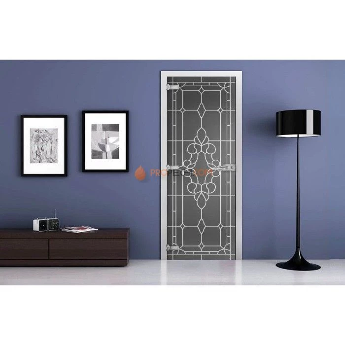 Стеклянная межкомнатная дверь DoorWood с рисунком MG-01 Графит, 2000х800 мм