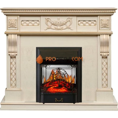 Каминокомплект Royal Flame Corsica - Слоновая кость с патиной (Ширина 1100) с очагом Majestic FX M Black