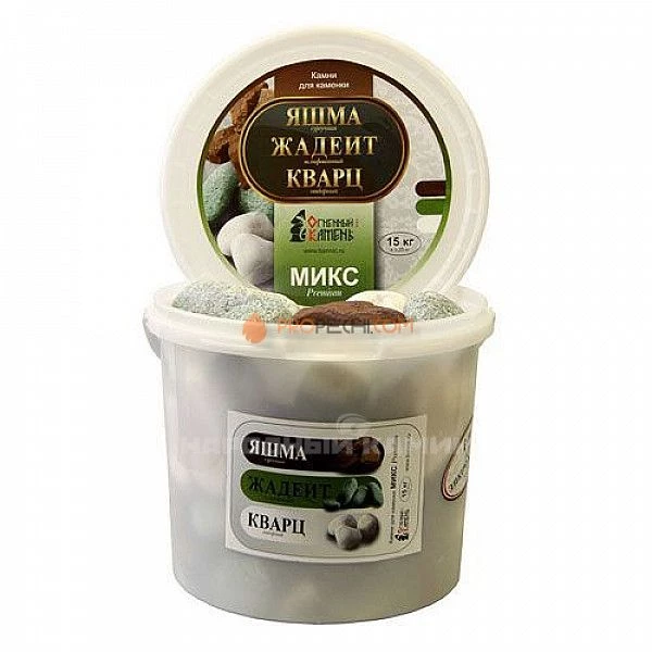 Камни для бани  Микс премиум (Кварц, Яшма, Жадеит)