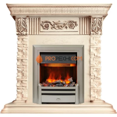 Каминокомплект Dimplex Luxemburg (каменный) - Сланец/Cлоновая кость с патиной с очагом Chesford