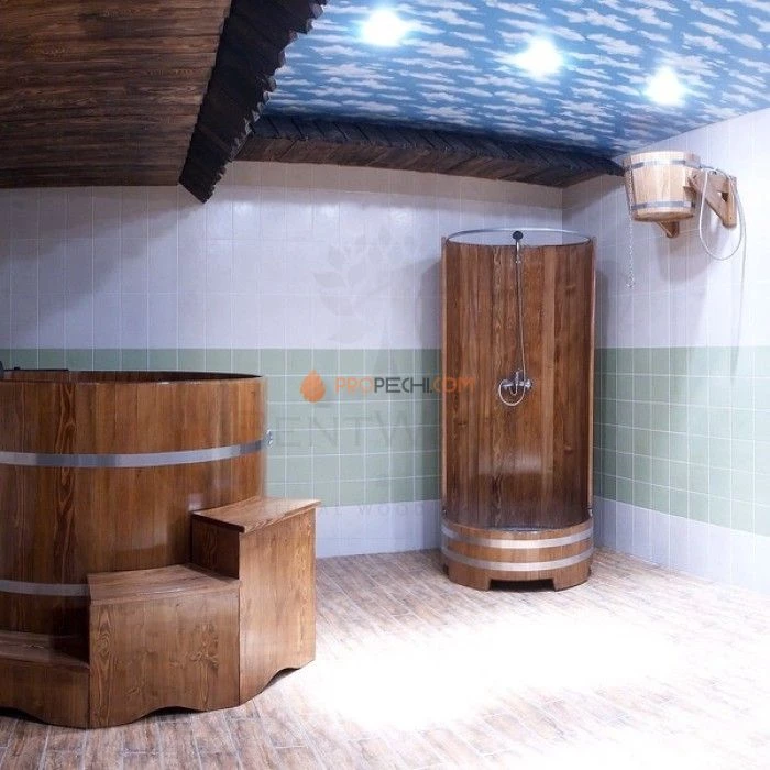 Душевая кабина BentWood с держателем для шторки (лиственница мореная)