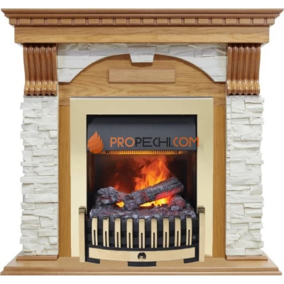 Каминокомплект Dimplex Dublin - Дуб / Сланец белый с очагом Danville Brass FB2