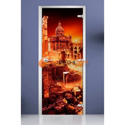 Стеклянная межкомнатная дверь DoorWood с фотопечатью City-11, 2000х800 мм