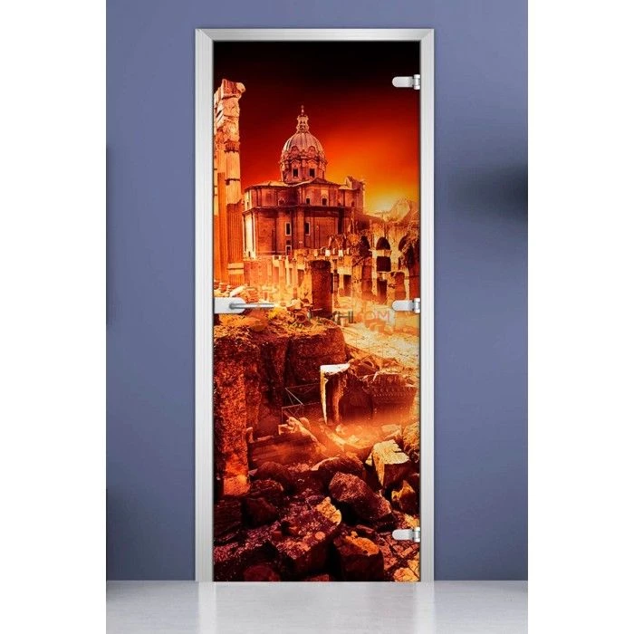 Стеклянная межкомнатная дверь DoorWood с фотопечатью City-11, 2000х800 мм