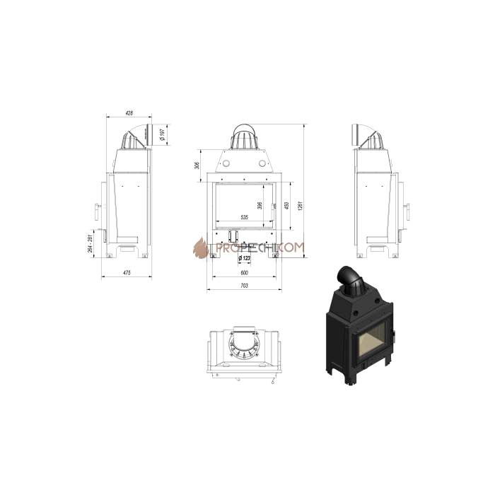 Каминная топка Kratki MBM (10 кВт)