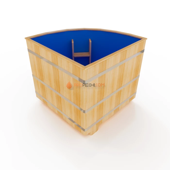 Купель угловая НКЗ из кедра, с пластиковой вставкой, 120x130x130 см