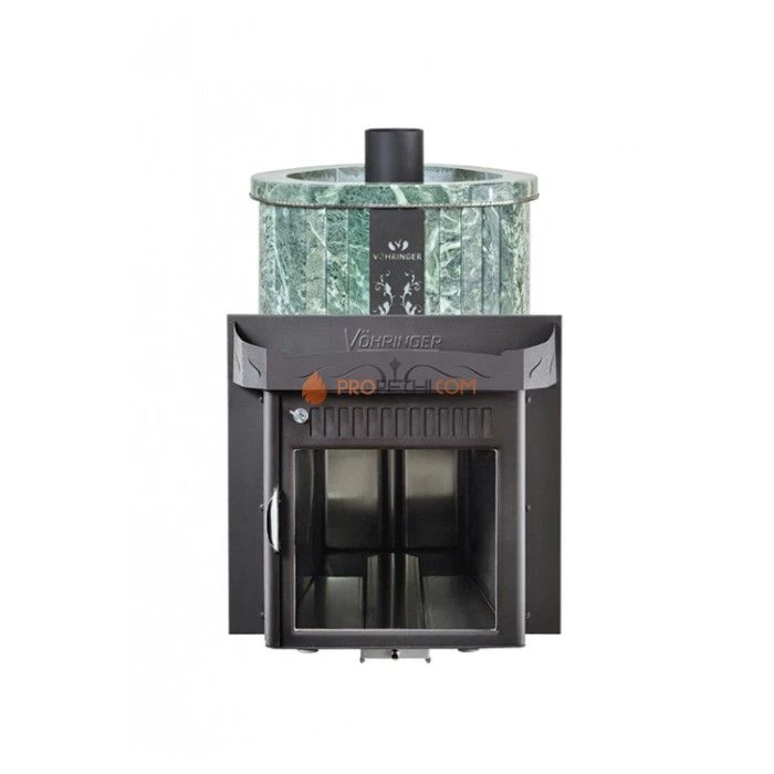 Дровяная печь для сауны Ферингер Мини До 16 м³ - Змеевик - цельные ламели - обрамление Камень