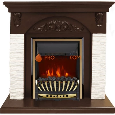 Каминокомплект Royal Flame Bern Сланец мелкий белый / Темный дуб с очагом Aspen Gold