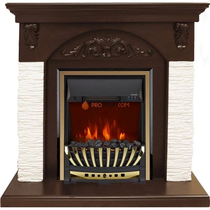 Каминокомплект Royal Flame Bern Сланец мелкий белый / Темный дуб с очагом Aspen Gold