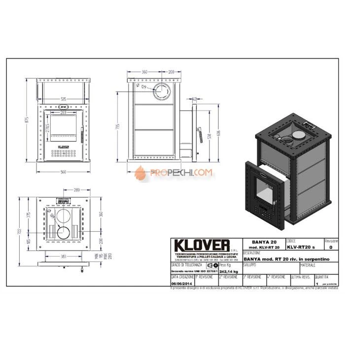Дровяная печь для бани Klover RT 20 ( Серпентинит 30мм )