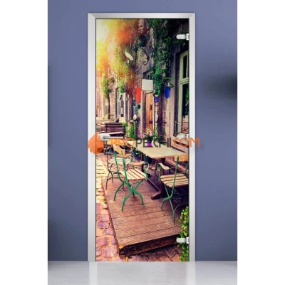 Стеклянная межкомнатная дверь DoorWood с фотопечатью City-15, 2000х700 мм