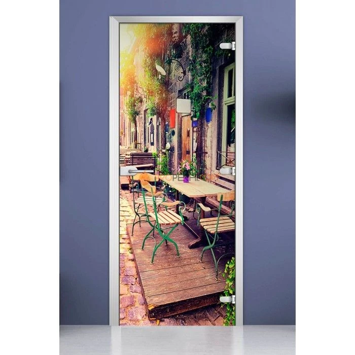 Стеклянная межкомнатная дверь DoorWood с фотопечатью City-15, 2000х700 мм