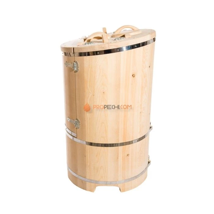 Фитобочка круглая НКЗ PREMIUM из кедра, со скошенной крышкой, диаметр 78 см, высота 130 см / 40 мм