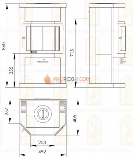 Печь-камин Мета-Бел Ока с плитой