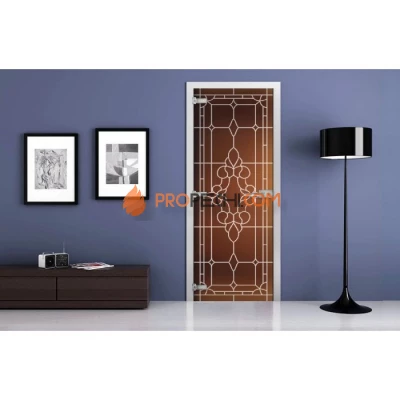 Стеклянная межкомнатная дверь DoorWood с рисунком MG-01 Бронза матовая, 2000х700 мм