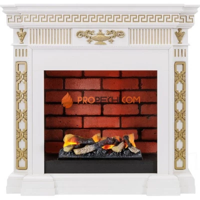 Каминокомплект Dimplex Greece - Белый с золотом с очагом Cassette 400 LNH-INT (с дровами)