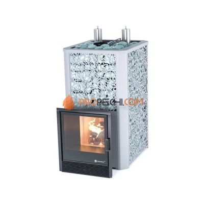 Дровяная печь для бани ИзиСтим Ялта 35 К в кожухе Хохлома