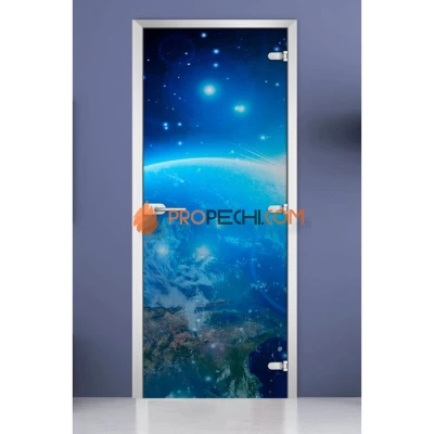Стеклянная межкомнатная дверь DoorWood с фотопечатью Space-18, 2000х600 мм
