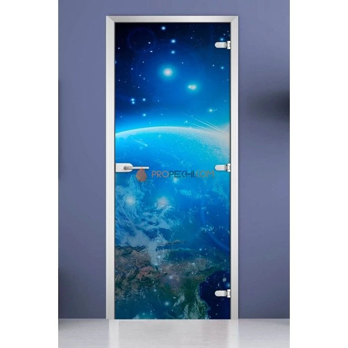 Стеклянная межкомнатная дверь DoorWood с фотопечатью Space-18, 2000х600 мм