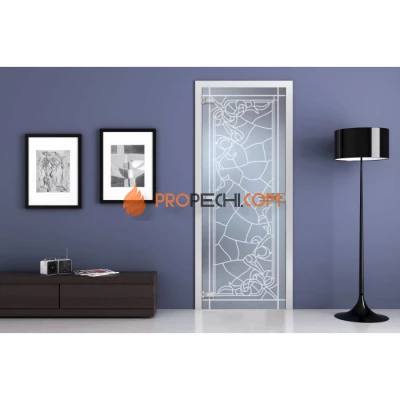 Стеклянная межкомнатная дверь DoorWood с рисунком MG-18 Матовая, 2000х600 мм