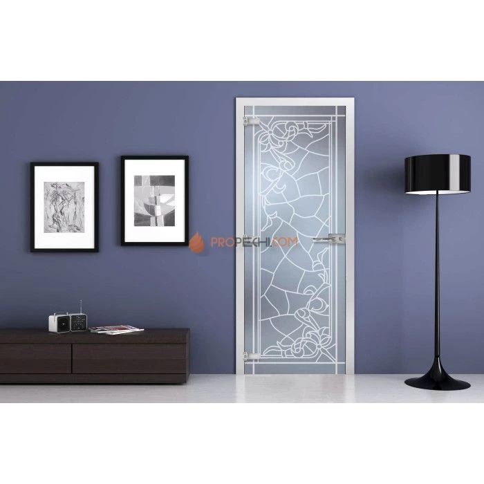 Стеклянная межкомнатная дверь DoorWood с рисунком MG-18 Матовая, 2000х800 мм