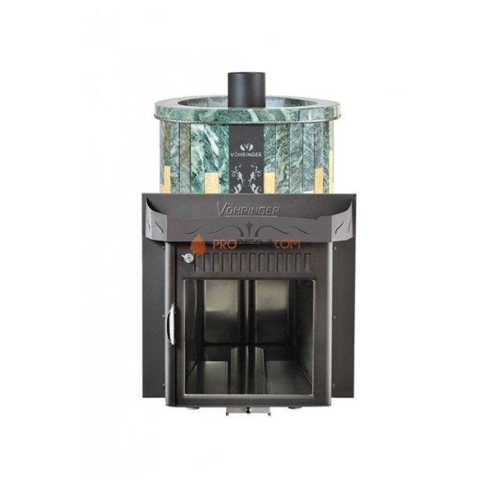 Дровяная печь для сауны Ферингер Мини До 16 м³ - Змеевик + Сильвия Оро - обрамление Камень