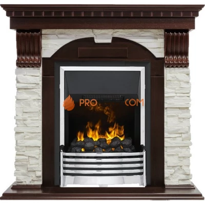 Каминокомплект Dimplex Dublin - Темный дуб / Сланец белый с очагом Flagstaff