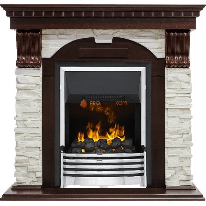 Каминокомплект Dimplex Dublin - Темный дуб / Сланец белый с очагом Flagstaff