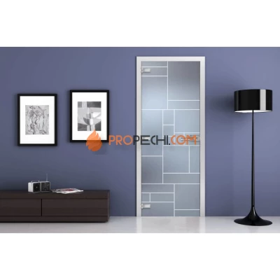 Стеклянная межкомнатная дверь DoorWood с рисунком MG-05 Матовая, 2000х700 мм