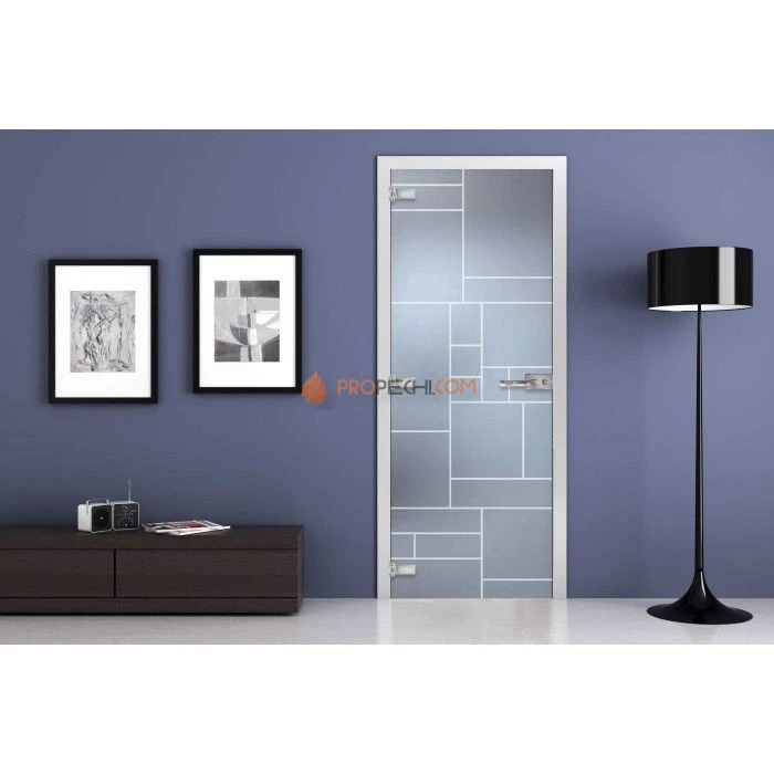 Стеклянная межкомнатная дверь DoorWood с рисунком MG-05 Матовая, 2000х800 мм