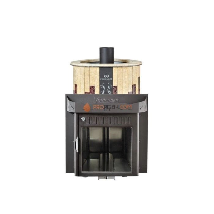 Дровяная печь для сауны Ферингер Мини До 16 м³ - Сильвия Оро + Россо Леванте - обрамление Камень