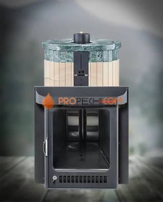 Банная печь Ферингер ПФ Оптима Окаменевшее дерево перенесенный рисунок + Змеевик