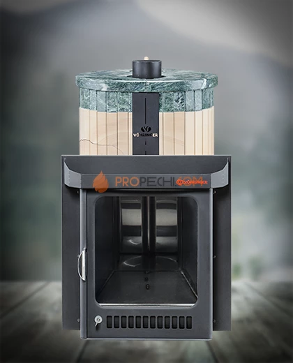 Банная печь Ферингер ПФ Оптима Окаменевшее дерево перенесенный рисунок + Змеевик