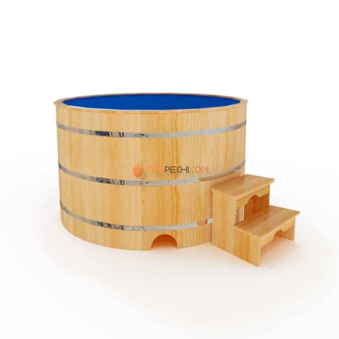 Купель круглая НКЗ STANDARD из кедра, с пластиковой вставкой, диаметр 220 см, высота 120 см