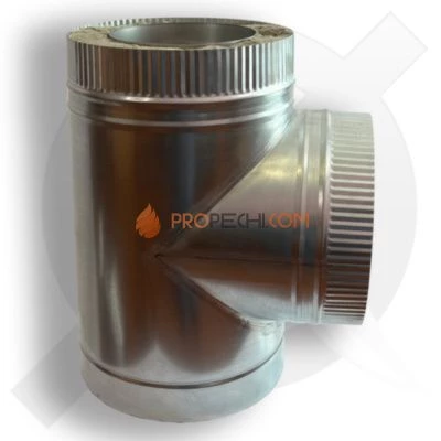 Тройник 90гр. D=100\200 Sвнутр.=1.0 aisi 304-оцинк. ФлюГранд